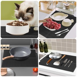 Gachiwar Abtropfmatte aus Silikon für optimale Entwässerung, Abtropfmatte für Küchentheke, rutschfest, leicht zu reinigen, hitzebeständig, faltbar, geeignet für Küche und Badezimmer (Schwarz, klein)