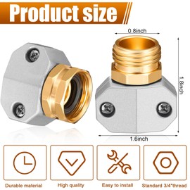 Therwen 16 Sets Garden Hose Repair Connector Fitting Hose Repair Kit Zinc and Aluminum Male and Female Hose End 5/8 Inch and 3/4 Inch Garden Water Hose Repair Connector