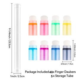 BAOFALI 40 Pcs/Set Soft Bristles Finger Daubers with 5 Storage Box Ink Blending Brushes Mini Stackable Blender Brushes Brush Head 0.75'' for Cardmaking Painting Drawing Handles Ink Blender Tool