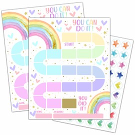 Rainbow Theme Reward Chart,20 Kids Behavior Charts with 432 Round Stickers, Sticker Incentive Responsibility Chart for Teens Kids Toddler Homework Assignments Attendance-B16