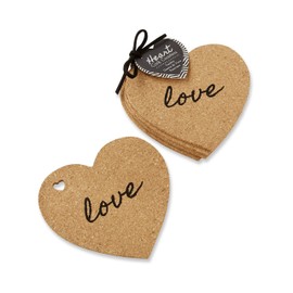 Kate Aspen Heart Cork Coaster (4 Sets of 4, 16 Coasters) Perfect Table Décor or Party Favors for Weddings, Baby Showers, Bridal Showers or Birthday