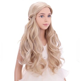PATTNIUM Kids Blonde Wig Child Wig Long Wavy Wig for Kids Heat Resistant Synthetic Hair Wig Girls Cosplay Costume Wig (Blonde)