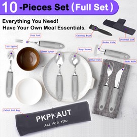 PKPKAUT Adaptive Utensils, Weighted Utensils for Hand Tremors, Parkinsons Utensils for Parkinsons Patients, Adaptive Eating Utensils for Disabled People, Handicap Utensils/Built Up Utensils for Adults