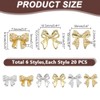 HOBBIESAY 120Pcs 6 Styles Bow Nail Charms 6.5-10.5mm Alloy Bowknot