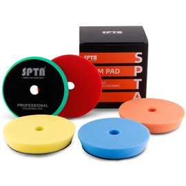 Buffing Polishing Pads, 5'' Orbital Buffer Pads Hook and Loop Buffing Pads, Foam Polish Pad 5 Grits From Coarse to Fine for 5 Inch DA Rotary polisher and Air Polisher Compounding, Polishing and Waxing