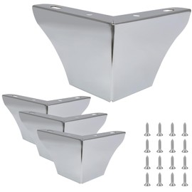 Cjueiom 7.5cm / 3 Inch Furniture Legs Set of 4, Modern Silver Metal Legs for Sofa, Table, Wardrobe & Cabinet
