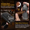 SEMKONT Cigar Lighter,4 Jet Flame Refillable Butane with V Cut