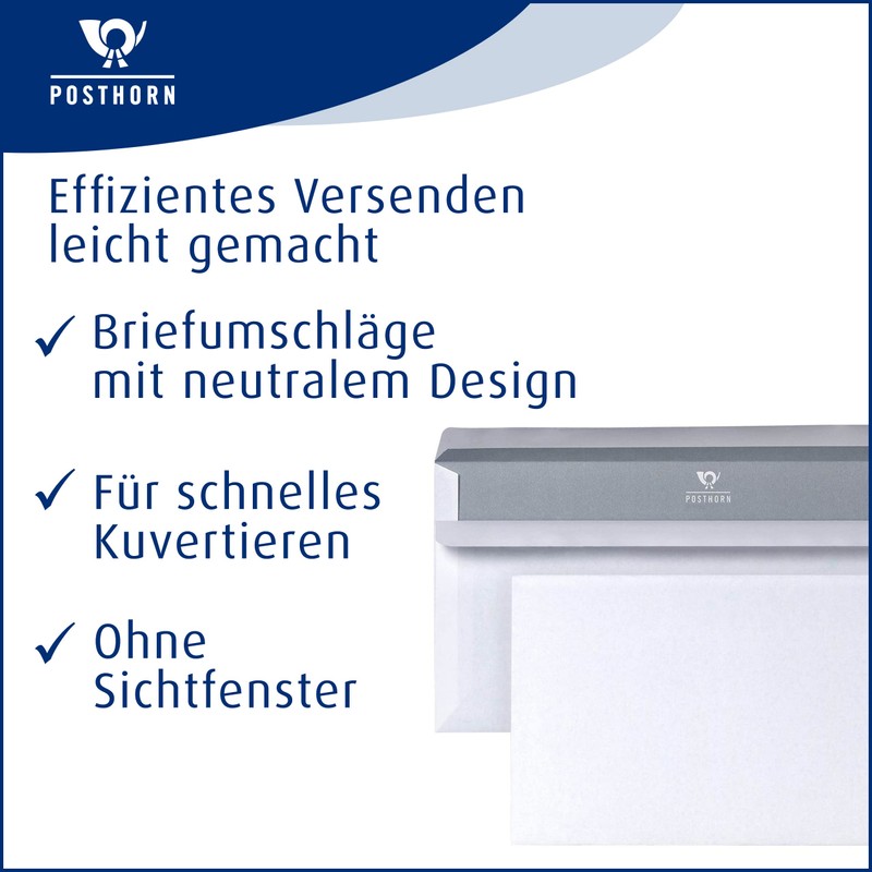 Bong Posthorn 1220617 Self-Seal Envelopes DIN Long Grey Inside 110