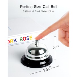Anyongora Call Bell 3.35 Inch Diameter with Metal Anti-Rust Construction, Desk Bell, Service Bell for Hotels, Schools, Restaurants, Kitchen, Shop, Hospitals, Desk Service Bell, Silver