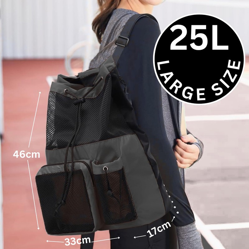 JIMJOOS Drawstring Mesh Swimming Bag - 25L Waterproof Swim Bag