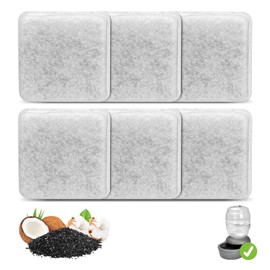 6 Pack Charcoal Replacement Filters for 0.5/1/2.5/4 GAL Gravity Waterer, YOIHABV Cat Fountain Filters, Dog Water Dispenser Filters, Pet Fountain Filter Replacement, Control Chlorine and Odor