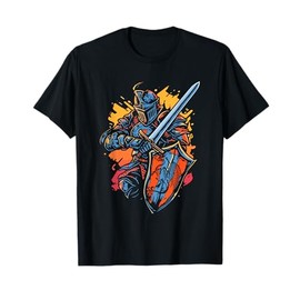 Medieval Knight Armor Sword Shield Vintage Graphic T-Shirt