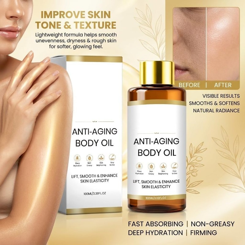 Aceite Corporal Antiedad Coreano con Ingredientes Botánicos, 100ml No Graso