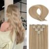 Bellecho Clip in Hair Extensions Real Human Hair, Silky Straight