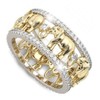 Lzz Lucky Gold Elephant 925 Sterling Silver Ring 1.5Ct White