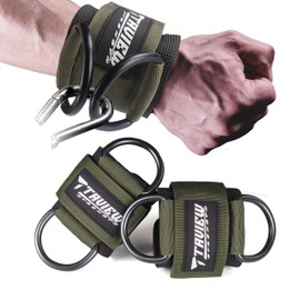 Cable Machine Wrist Cuffs D-Ring Straps – Adjustable Padded Wrist Support for Men & Women, Gym Wrist Cuffs for Cable Workout & Resistance Bands (Green)