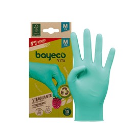 Bayeco Vitaguante Disposable Nitrile Gloves, Biodegradable, Medium, Pack of 10, 100% Sustainable, Powder Free and Latex Free, Textured Fingers for Extra Grip