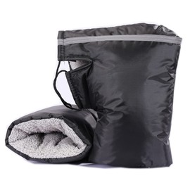 Universal Motorcycle Handlebar Mittens Thickened Fleece Waterproof Windproof Thermal Scooter Motorbike Handle Warmers Handlebar Muff Cover Gloves Wide Opening, Black