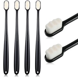 4 Pieces Soft Bristle Toothbrush Nano Toothbrush Ultra Soft Toothbrush Manual Toothbrush with 20,000 Bristles for Sensitive Teeth and Gum Adult Kid Children (Black)