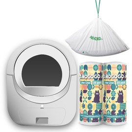 AMOGOGOPET 50 Pack Litter Box Liner Bags, Compatible with BCHARYA Self-Cleaning Cat Litter Box, Replacement Waste Bags, Drawstring Leak-proof Automatic Cat Litter Trash Bags, 25.2" x 11.81"