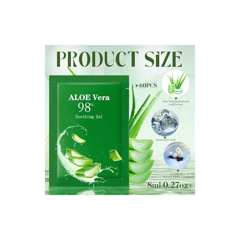 Siifert Travel Size Aloe Vera Gel - 60 Pcs Organic