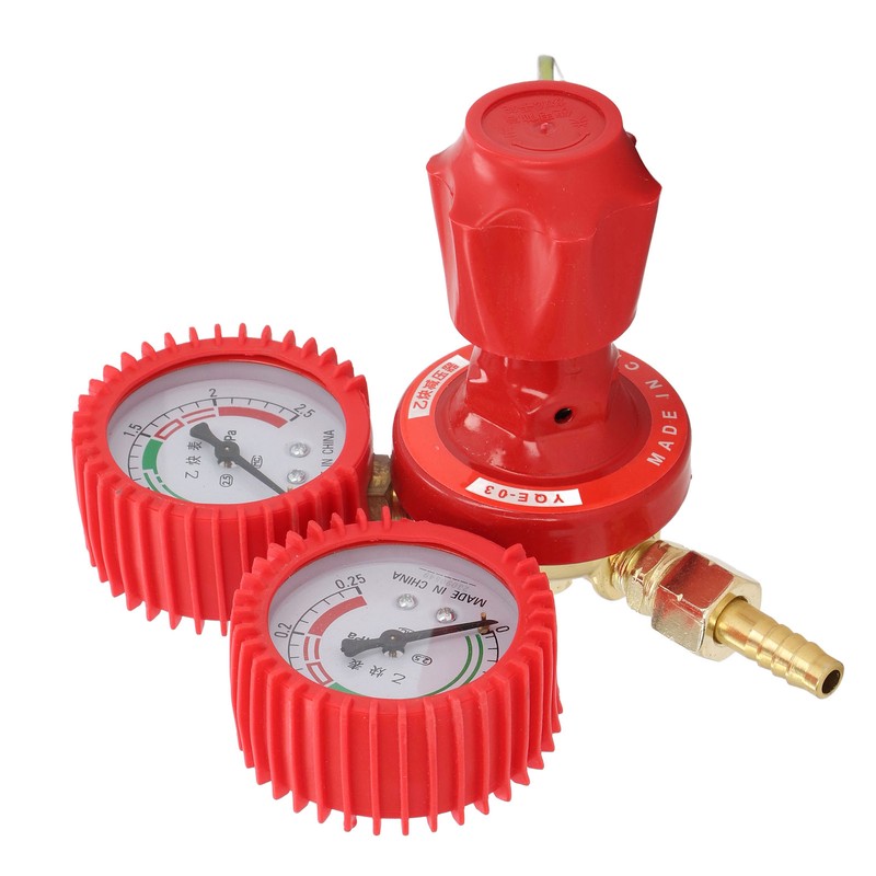 Acetylene Pressure Reducer 8mm Inlet Port Dual Display Shockproof Acetylene