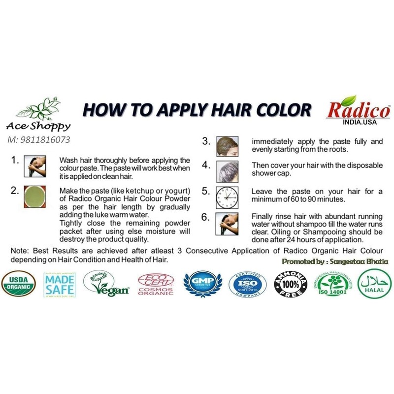 Radico Color Me Organic 100% Natural Herbs Long Lasting Brown