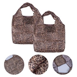 BESPORTBLE Shopping Bags, Pack of 2 Reusable Shopping Bags, Folding Bag, Large Waterproof Shopping Bag (Leopard)