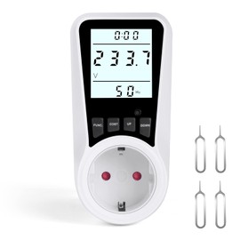 Flintronic Current Meter, Power Meter for Socket, 16 A Electricity Meter Energy Cost Meter, Power Meter Socket, Power Meter with Large LCD Screen, Overload Protection 3680 W