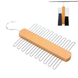 Wooden Tie Hanger, Tie Holder Rotates 360°, Tie Holder Storage, Wooden Tie Hanger for Wardrobe, Ties, Belts, Scarves, Accessories and More