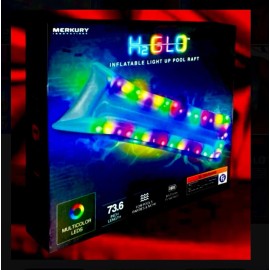 Merkury Innovations 73.6” H2GLO Inflatable Light Up Pool Raft With Multicolor LEDS- Pool Party