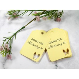 Butterfly Thank You Tags - Thanks for Fluttering By - 12pc (Yellow)