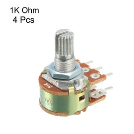 sourcing map WH148 1K Ohm Variable Resistors Dual Turn Rotary Carbon Film Taper Potentiometer 4pcs