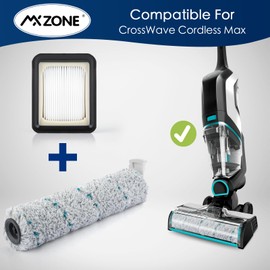MXZONE Multi-Surface Brush Rolls 2787 and Vacuum Filters 1866 for Bissell CrossWave Max 2554 2554A 2590 2593 2596 for HydroSteam 35151 35152 3513 3518, Replacement Part 1618638, 1608684, 6 Pack