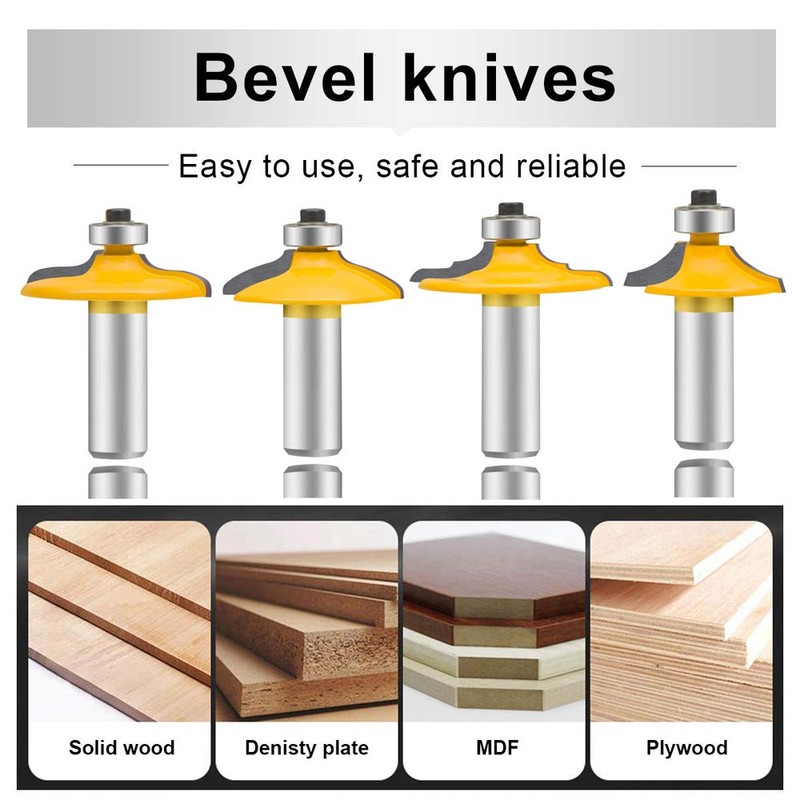 LEATBUY Door&Drawer Front Edging Router Bit Set 1/2-Inch Shank 4