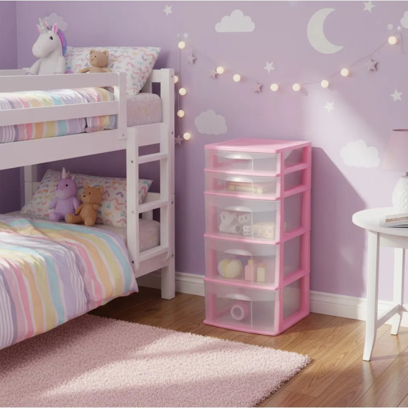 Cajonera De Plástico Italhome Fox 5 Organizador Multiusos Rosa