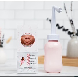 Adorable Pink Peri Bottle - Perineal Recovery Postpartum Care and Cleansing Hospital Essentials After Childbirth Labor Personal Hygiene Bidet + Angled spout Large 360 ml (12 oz)