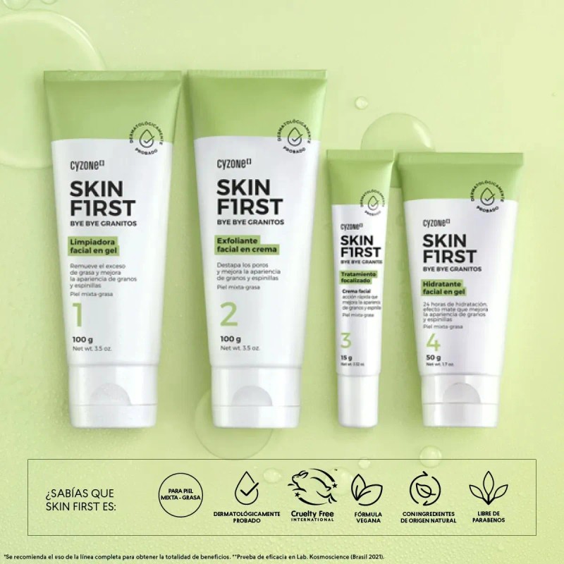 Limpiadora Facial Gel Skin First Bye Granitos Cyzone