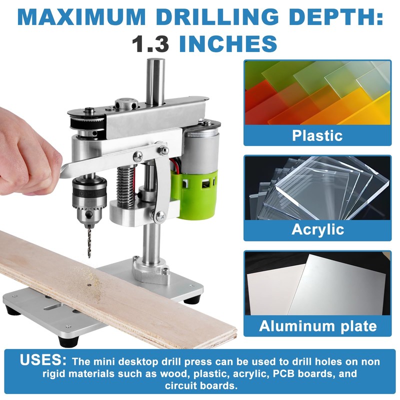 MXBAOHENG Mini Desktop Drill Press 7-speed Micro Drill Press with