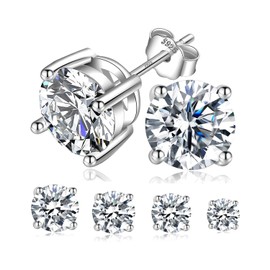 Delzzad Jewelry Moissanite Stud Earrings For Women, 0.2-8CT Four-Prong S925 Sterling Silver Unisex Earring, (D Color VVS1 Clarity Moissanite) Hypoallergenic 14K White Gold/Gold Plated Earrings For Men Women Gift (8MM(2CT*2), Silver)