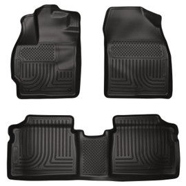 Husky Liners Weatherbeater Floor Mats | Fits 2010-2014 Toyota Prius | Front & 2nd Row, 3-pc Black - 98921