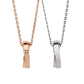 White Clover 4SUP097GO & 4SUP098SV Surgical Stainless Steel 316L Cubic Zirconia Hypoallergenic Cross Necklace Pink & Silver, Stainless Steel, Cubic Zirconia