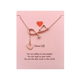 Your Always Charm Nurse Initial Necklace Nurse Week Gifts for Women Nurse Practitioner Appreciation Graduation Gifts Stethoscope Necklace for Women Trendy