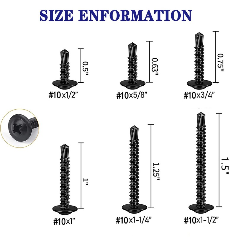 ZAMBASE 100 PCS 410 Stainless Steel #10x3/4 Self Tapping Screws