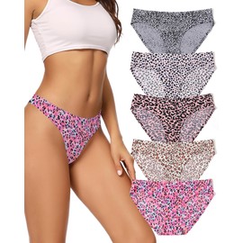 voenxe Women Bikini Underwear,Seamless Breathable Ladies Panties,No Show Comfortable Briefs Undies for Women,Hipster,5-Pack