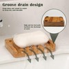 SAMEBUTECO Set of 2 Teak Wood Soap Dishes with Sloped