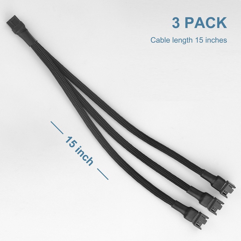 VWEICYY Fan Hub, 1 to 3 Compatible 3PIN/4PIN PC Fans