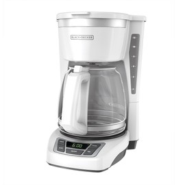 BLACK+DECKER CM1160W-1 CM1160W 12-Cup Programmable Coffeemaker, White/Stainless Steel