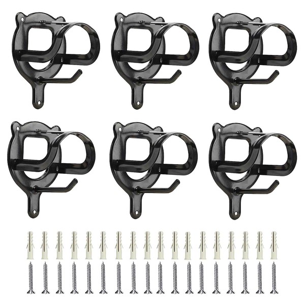 HDYEGY 6 Counts Horse Bridle Rack Bridle Bracket Bridle Hooks Metal Halter Hanger with Tubes and Screws for Horse Barn Supplies,Black