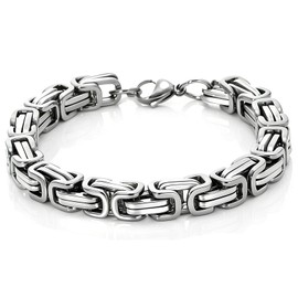 Kim Carrey Stainless Steel Bicycle Chain Bracelet for Men, 8mm Wide, Lobster Clasp, Color-Fast, Cool Durable Jewelry Gift for Him (9, Inches)